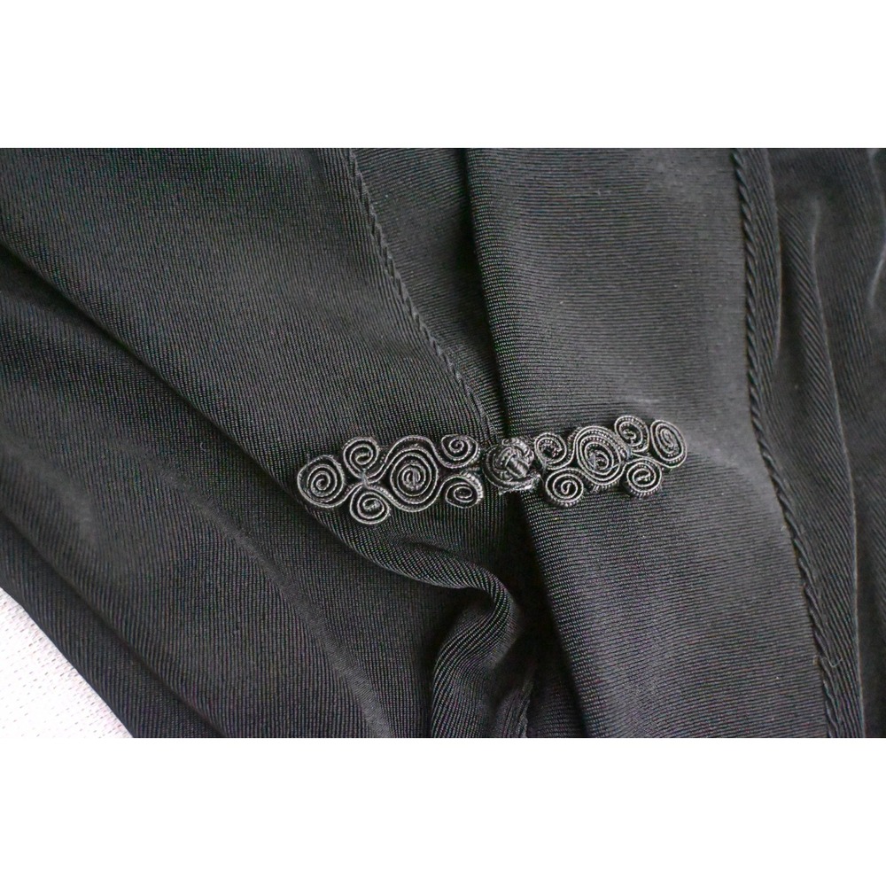 Chicos Travelers Vintage 90s Womens 3 Black Slinky Knit Draped Open Front Jacket - Picture 8 of 9